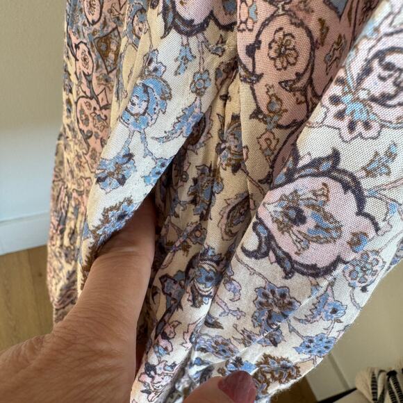 Roller Rabbit Floral Print Boho V-Neck Long Sleeve Tassel Mini Dress Small - Picture 8 of 11